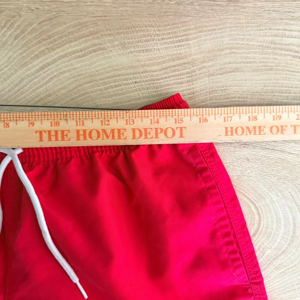 The Normal Brand Swim Trunks Mens M Red Embroidered Bear Logo Mesh Lined‎ Pocket